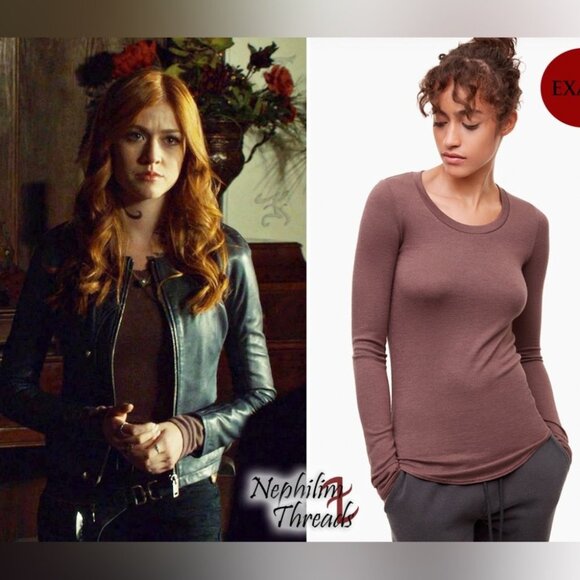 Aritzia Wilfred Burgundy Diapason T-Shirt Long-sleeve, scoop neck t-shirt size M - Picture 5 of 16